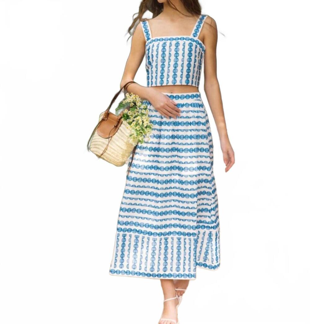 NEW FRENCH CONNECTION women's structured taffeta midi skirt in blue